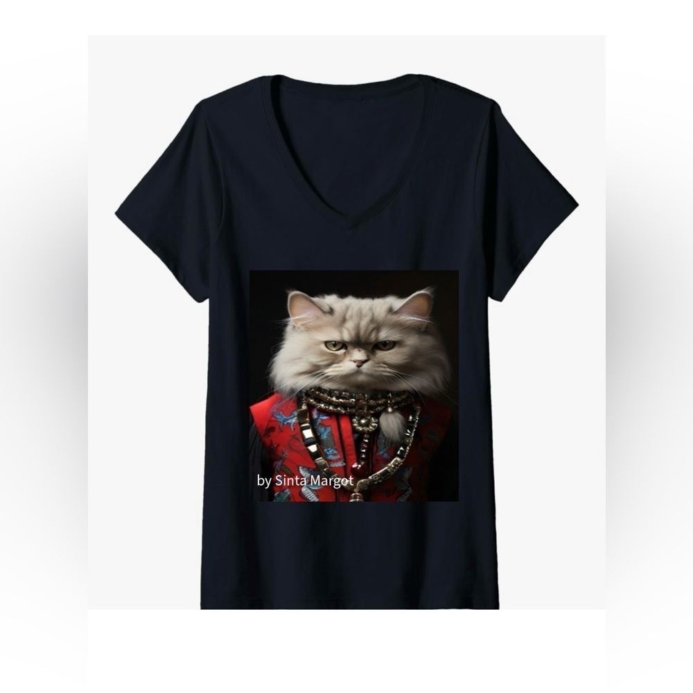 HANDCRAFTED digital art print Elegant Red and Black Cat wearing an outfit NWT - Picture 6 of 15